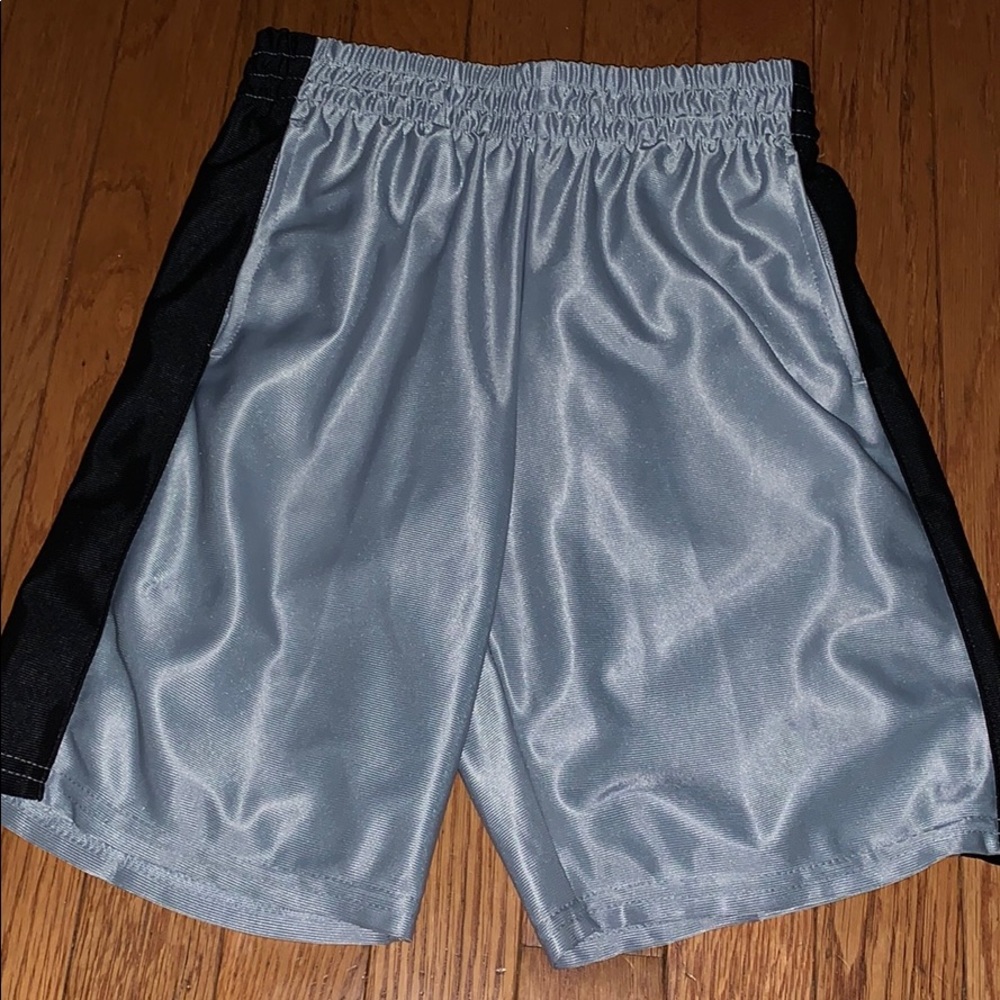 Gray Boy’s Athletic Shorts with Black Stripe